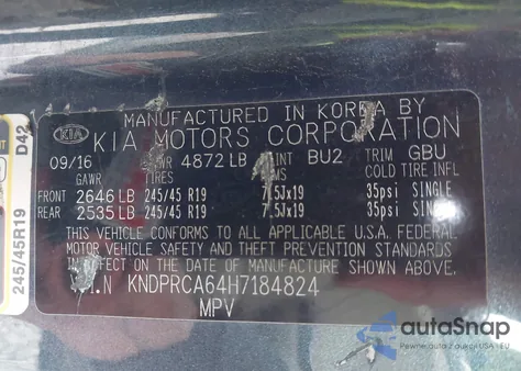 2017 Kia Sportage Sx Turbo z USA, uszkodzony, nr VIN KNDPRCA64H7184824